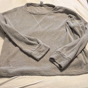 7th Ray Light Gray Waffle Knit Sweater